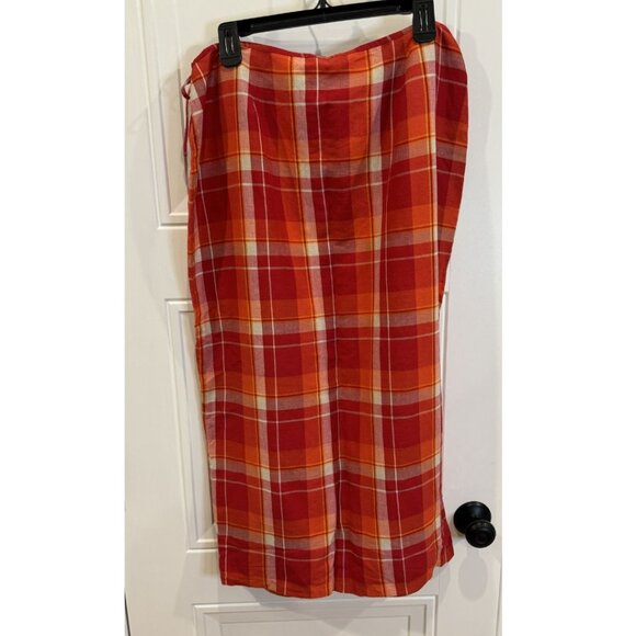Vintage Josephine Chaus Sport Red and Orange Plaid Wrap Skirt EUC - Picture 2 of 9